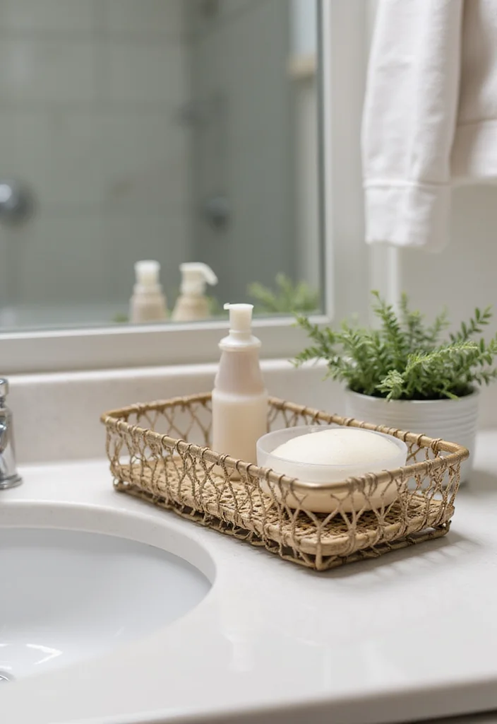 14 Bathroom Soap Holder Ideas For Pretty Organisation - 12. Decorative Wire Basket