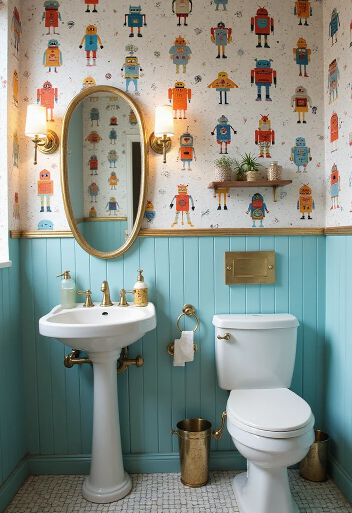 14 Boys Bathroom Ideas For Fun Kid Decor - 12. Robot Revolution