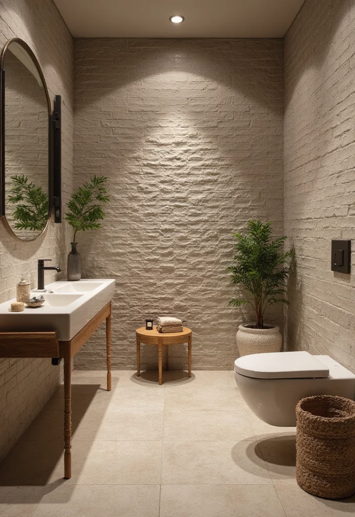 14 Brick Tile Bathroom Ideas With Rustic Texture - 3. Textured Wall Tiles