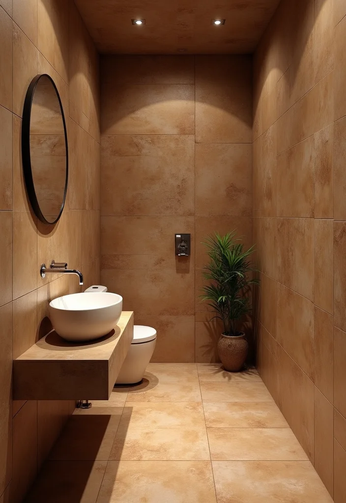 14 Brown Bathroom Ideas With Warm Comfort - 2. Earthy Brown Tiles