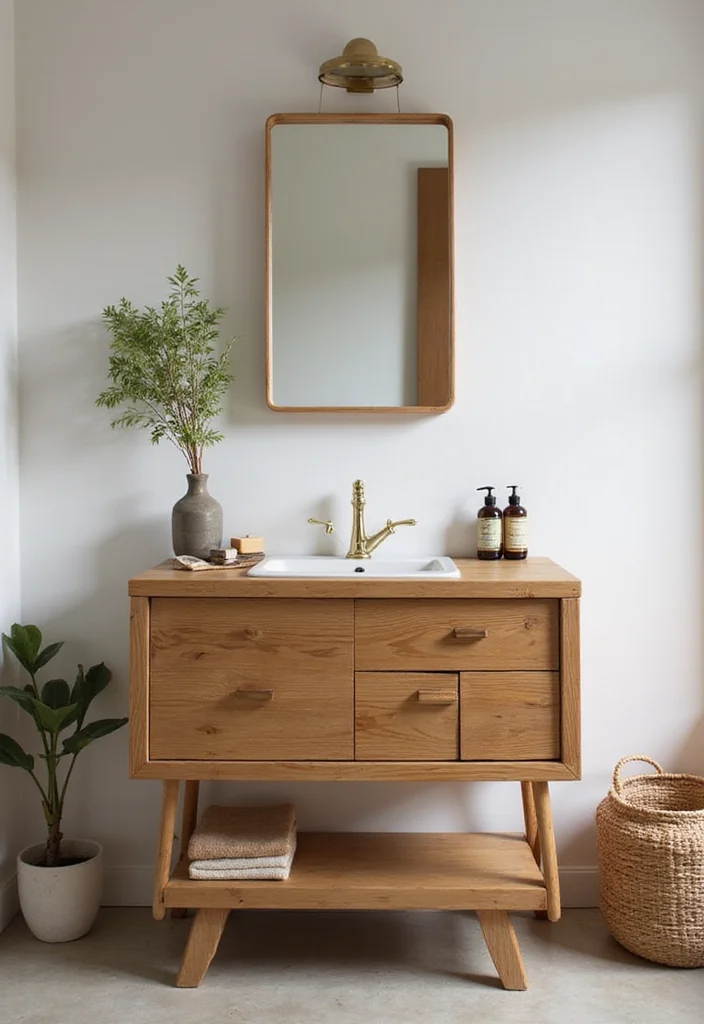 14 Brown Bathroom Ideas With Warm Comfort - 5. Sustainable Vanity Choices