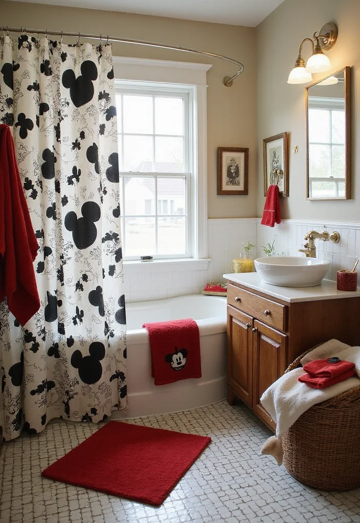 14 Disney Bathroom Ideas For Adults With Magic Style - 1. Mickey Mouse Vintage Charm