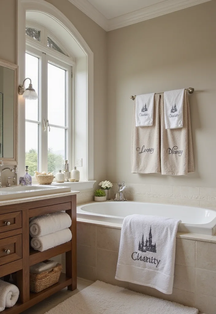 14 Disney Bathroom Ideas For Adults With Magic Style - 12. Personalized Disney Towels and Linens