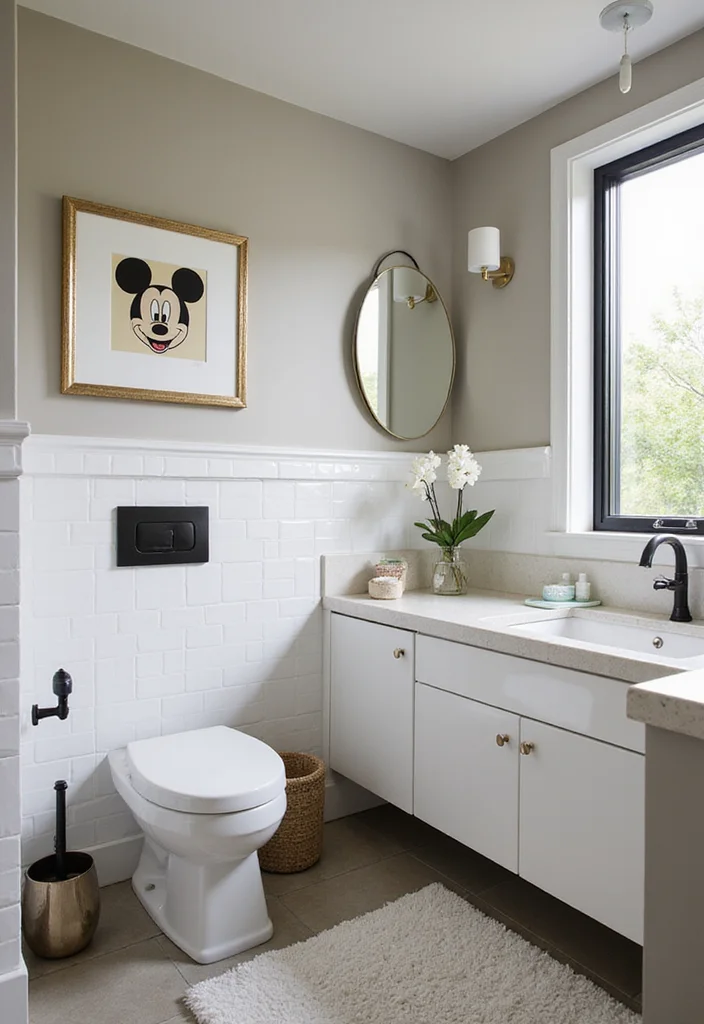 14 Disney Bathroom Ideas For Adults With Magic Style - 7. Hidden Mickeys and Subtle Magic