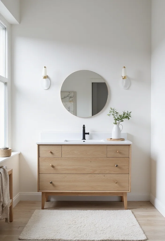 14 Dresser Turned Bathroom Vanity Ideas You Will Want To Try - 12. Scandinavian Simplicity