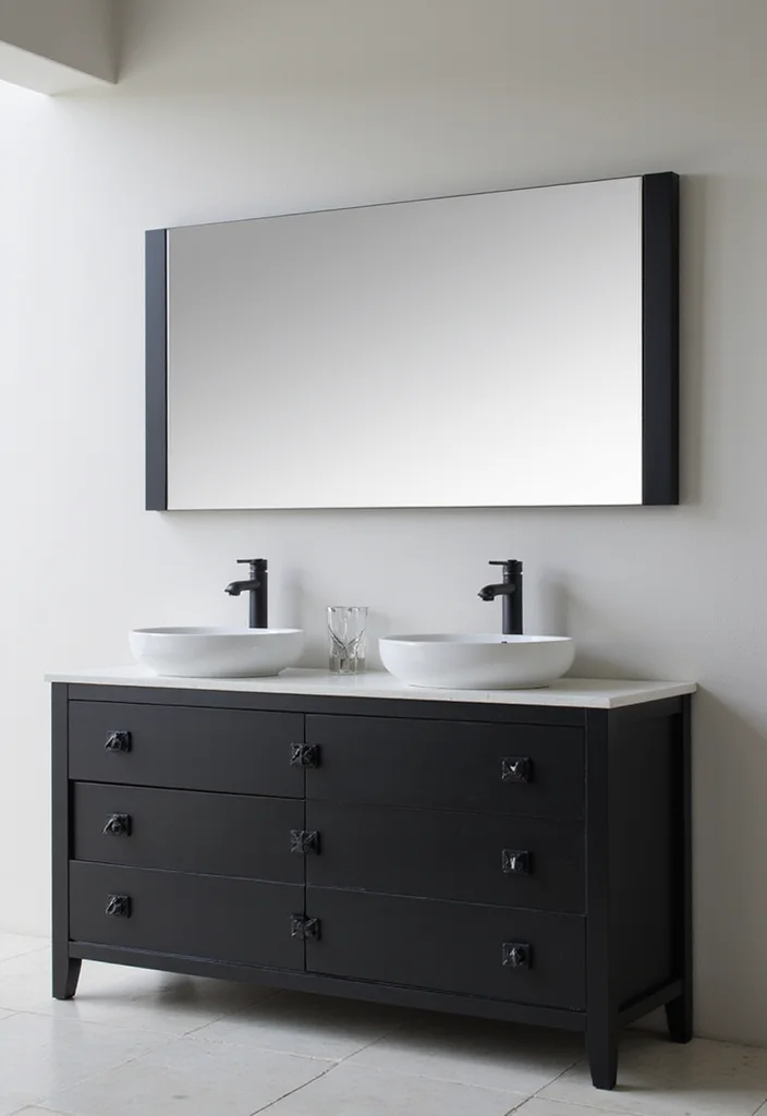 14 Dresser Turned Bathroom Vanity Ideas You Will Want To Try - 2. Chic Modern Minimalism