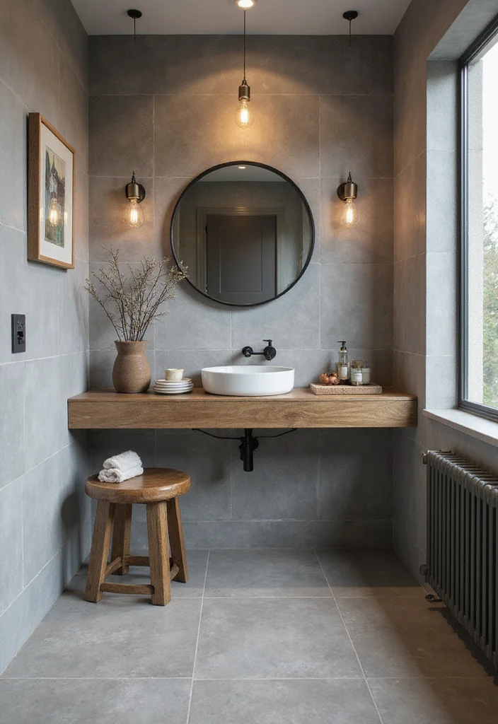 14 Grey Tile Bathroom Ideas With Modern Calm Style - 13. Grey Tiles with Sustainable Fixtures