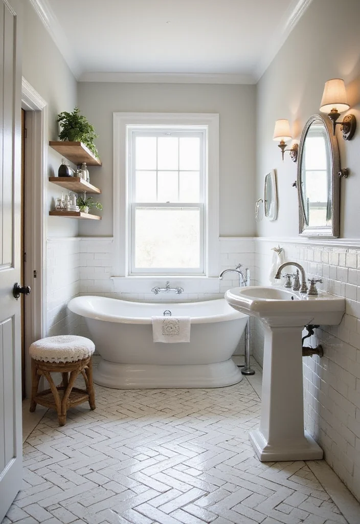 14 Herringbone Bathroom Tile Ideas For Modern Pattern Lovers - 10. Vintage-Inspired Herringbone Designs