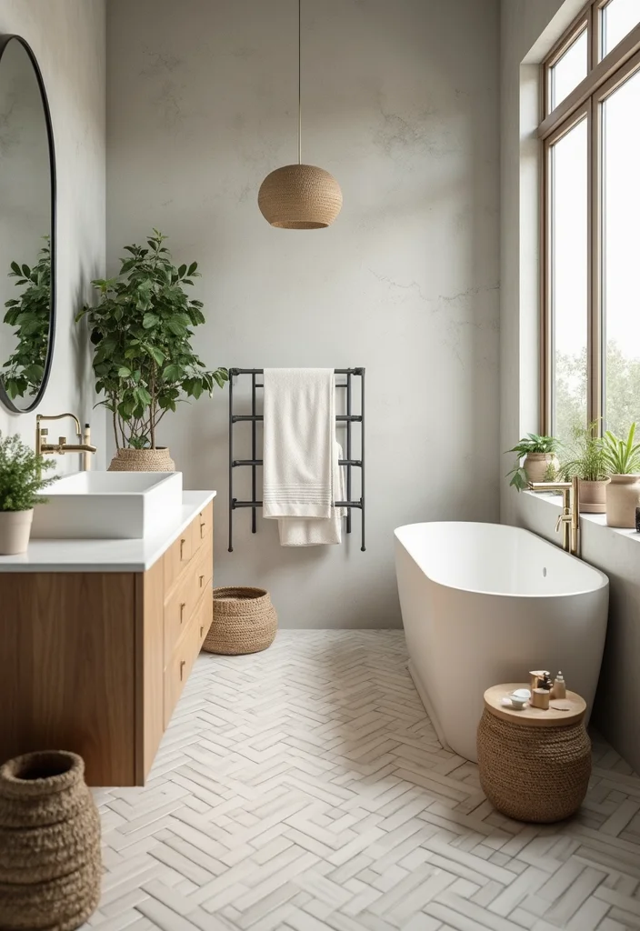 14 Herringbone Bathroom Tile Ideas For Modern Pattern Lovers - 5. Eco-Friendly Materials for Sustainable Choices