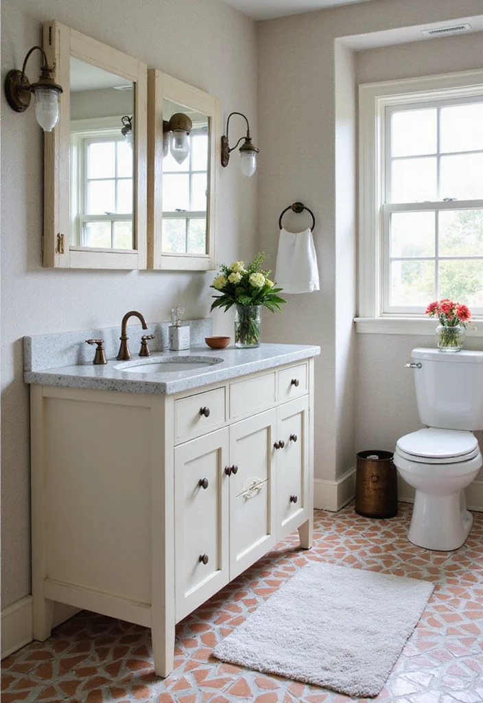 14 Herringbone Bathroom Tile Ideas For Modern Pattern Lovers - 8. Colored Grout for Unique Flair