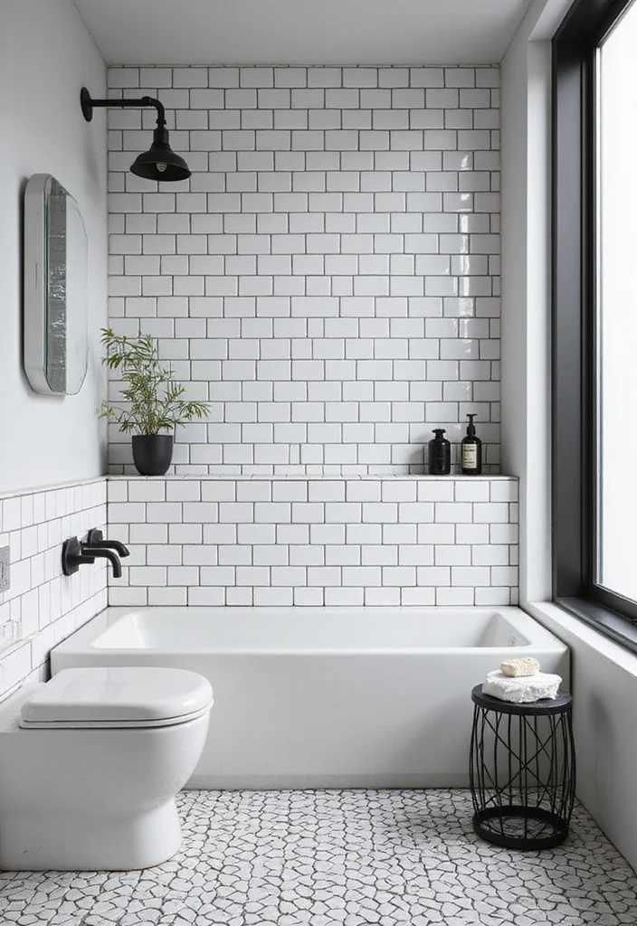 14 Herringbone Bathroom Tile Ideas For Modern Pattern Lovers - 9. Herringbone Monochrome Magic