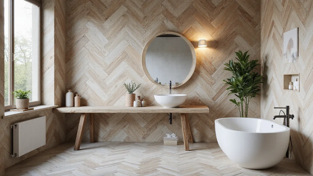 14 Herringbone Bathroom Tile Ideas For Modern Pattern Lovers