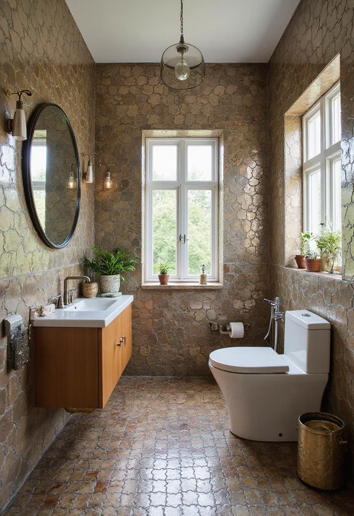 14 Metallic Tile Bathroom Ideas With Shine And Texture - 14. Personalized Patterns and Shapes