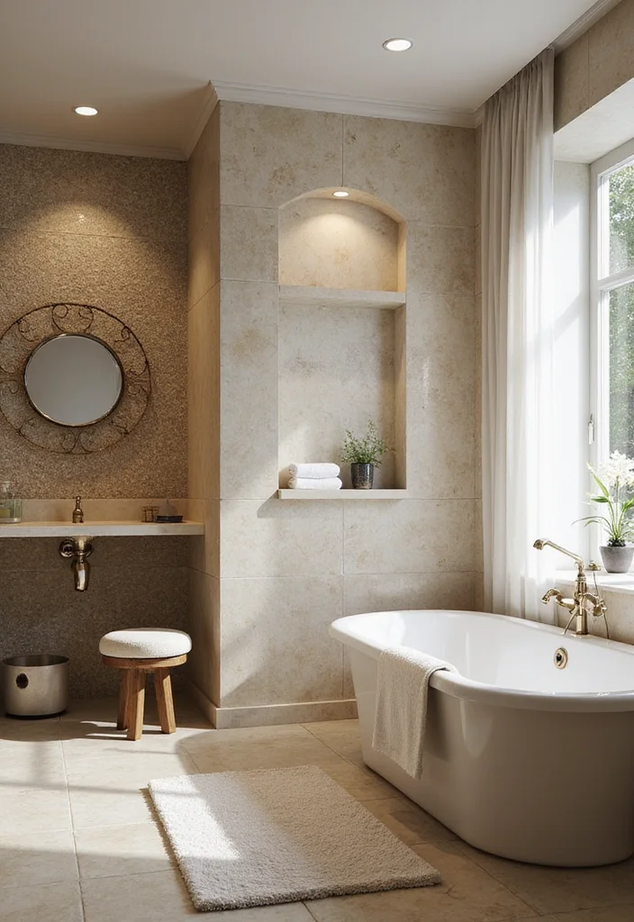 14 Metallic Tile Bathroom Ideas With Shine And Texture - 8. Luxury Fixtures with Metallic Accents