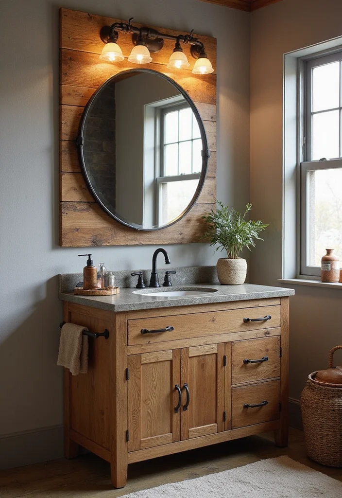 14 Oak Bathroom Vanity Ideas With Warm Style - 4. Rustic Oak Vanity with Reclaimed Wood Accents