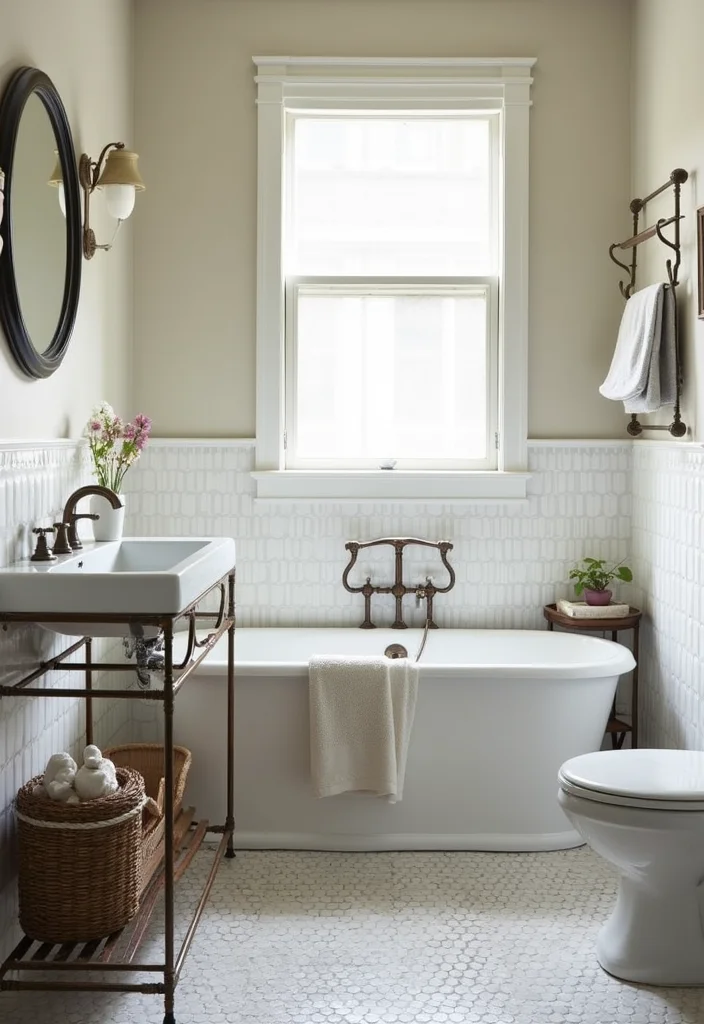 14 Old Tile Bathroom Makeover Ideas That Transform The Space - 11. Vintage-inspired Fixtures