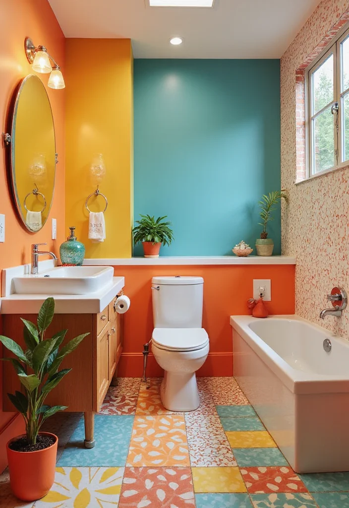 14 Old Tile Bathroom Makeover Ideas That Transform The Space - 2. Bold Color Blocking