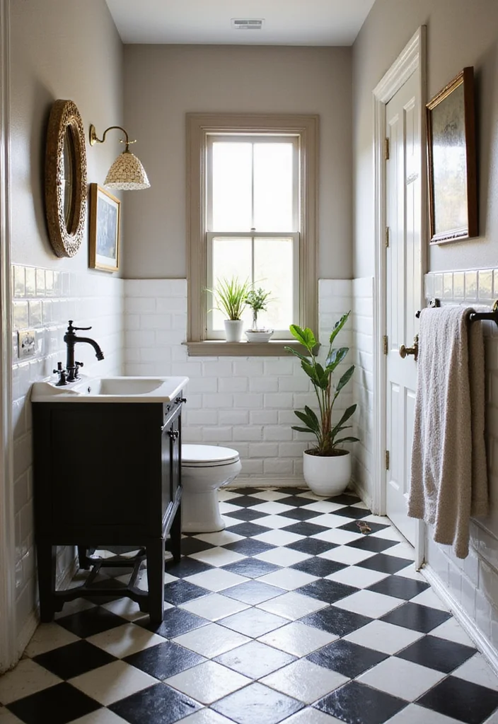 14 Old Tile Bathroom Makeover Ideas That Transform The Space - 5. Retro Checkered Floors
