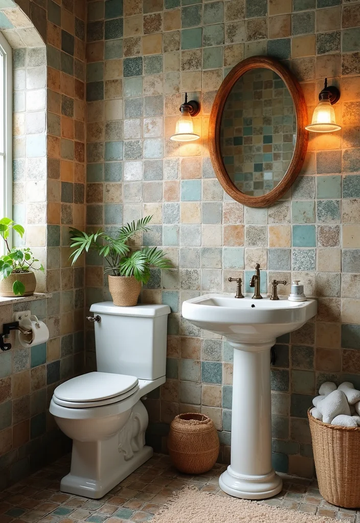 14 Old Tile Bathroom Makeover Ideas That Transform The Space - 7. Upcycled Vintage Tiles