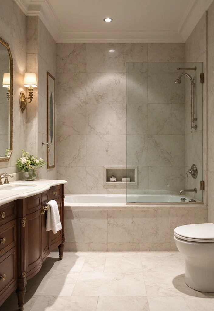 14 Old Tile Bathroom Makeover Ideas That Transform The Space - 8. Luxurious Marble-Look Tiles