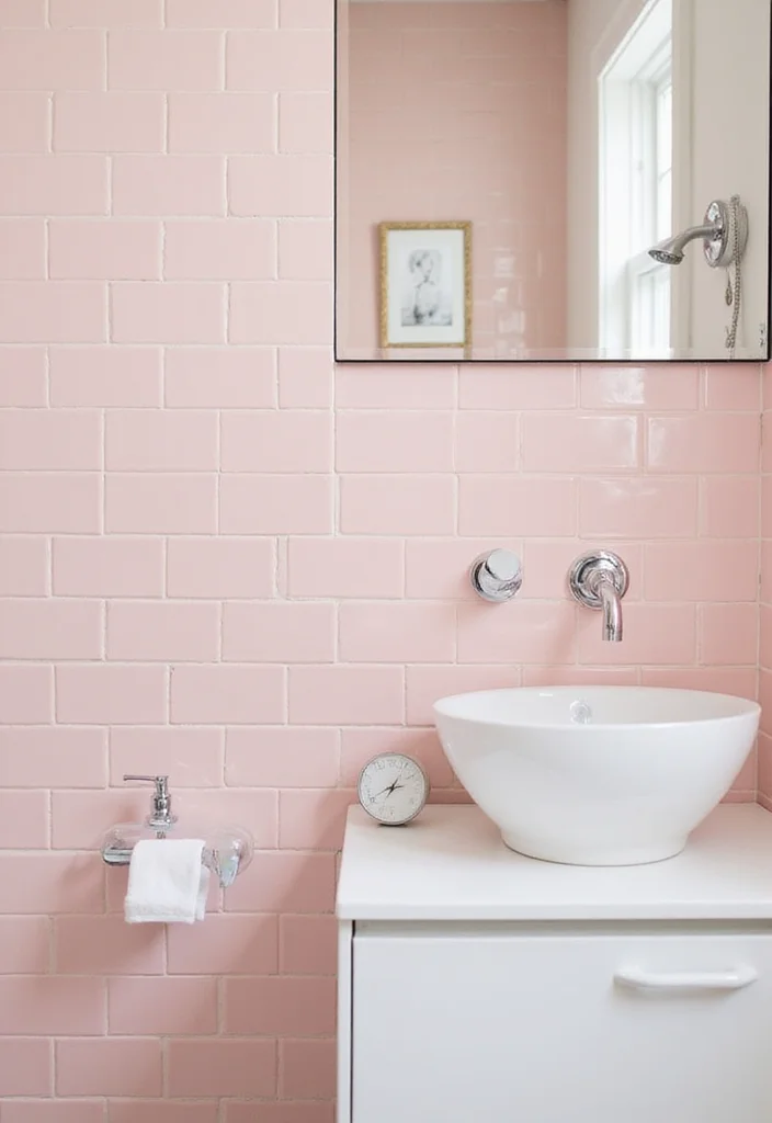 14 Pink Bathroom Tile Ideas That Feel Fresh And Fun - 1. Classic Pink Subway Tiles