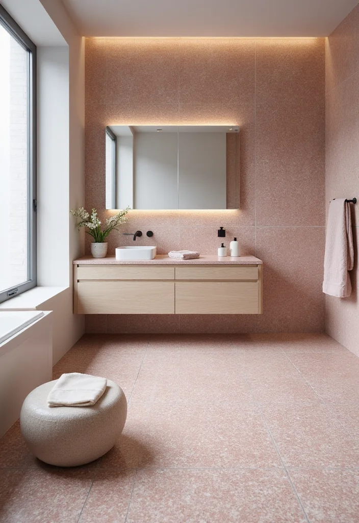14 Pink Bathroom Tile Ideas That Feel Fresh And Fun - 5. Pink Terrazzo Tiles