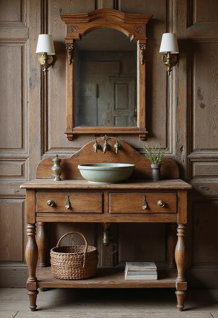 14 Primitive Bathroom Ideas With Rustic Heritage - 1. Weathered Wood Vanities