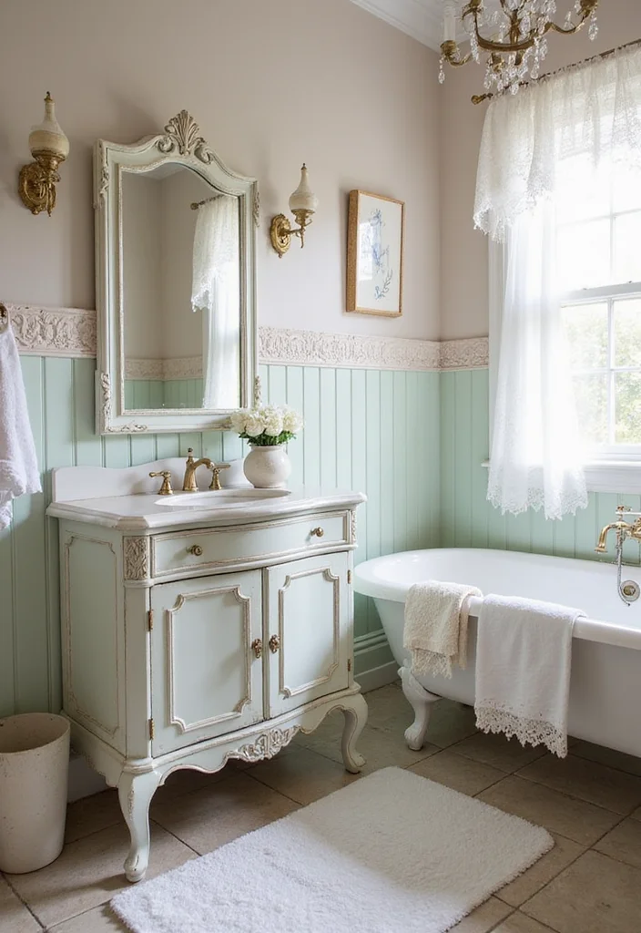 14 Primitive Bathroom Ideas With Rustic Heritage - 10. Shabby Chic Touches