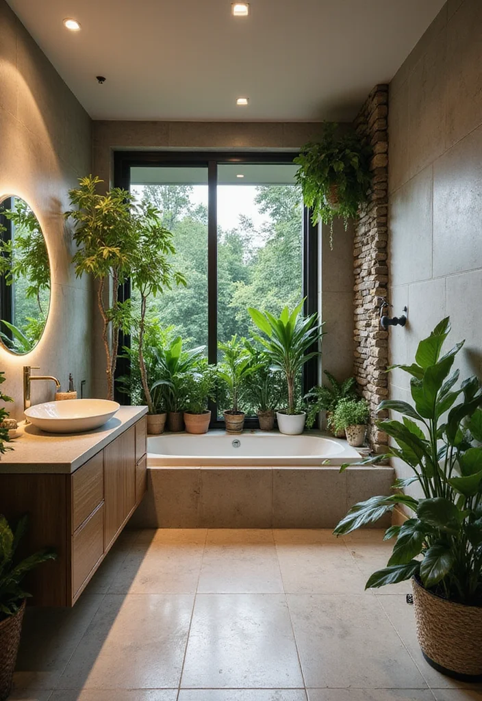 14 Primitive Bathroom Ideas With Rustic Heritage - 11. Nature-Inspired Decor