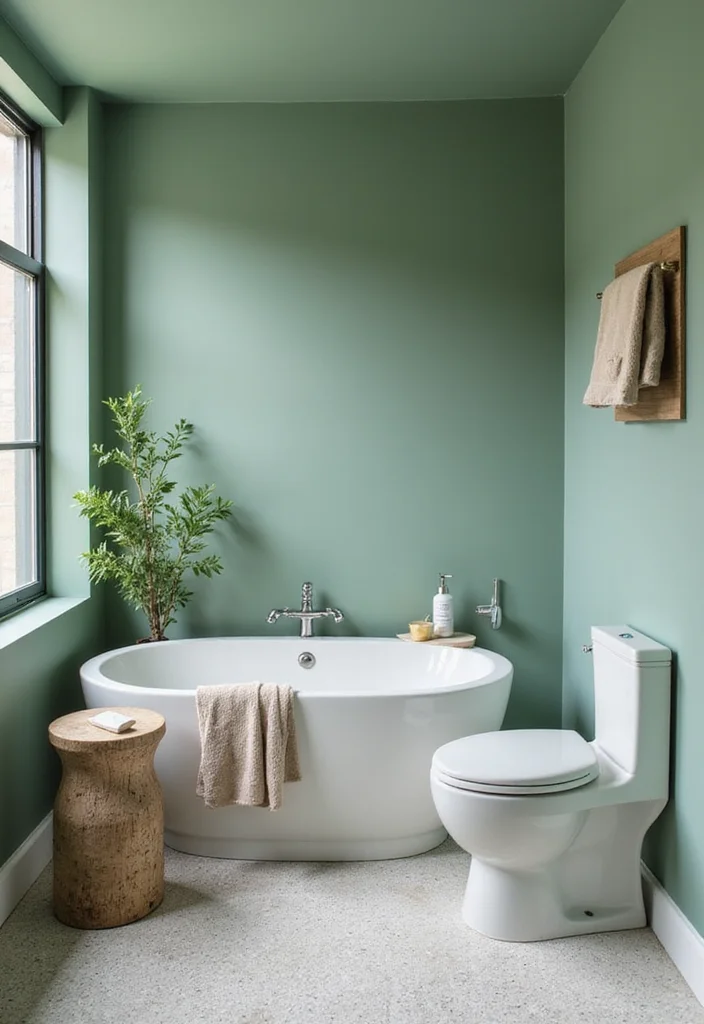 14 Sage Green Tile Bathroom Ideas With Calm Vibes - 10. Sage Green Accent Walls