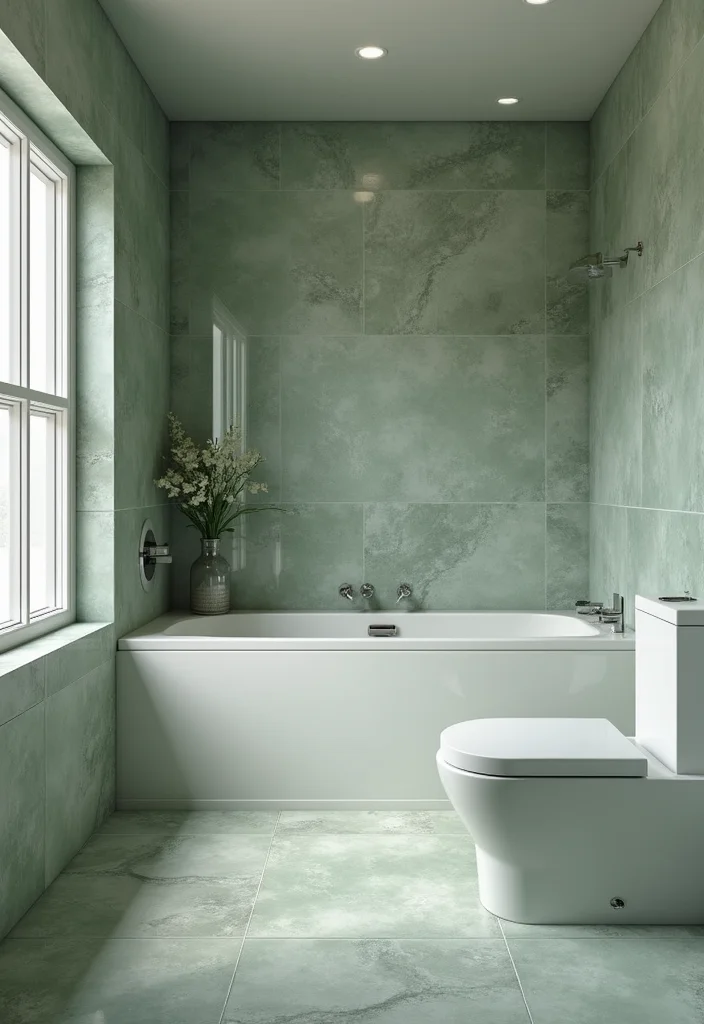 14 Sage Green Tile Bathroom Ideas With Calm Vibes - 12. Sage Green and Gray Tile Combinations