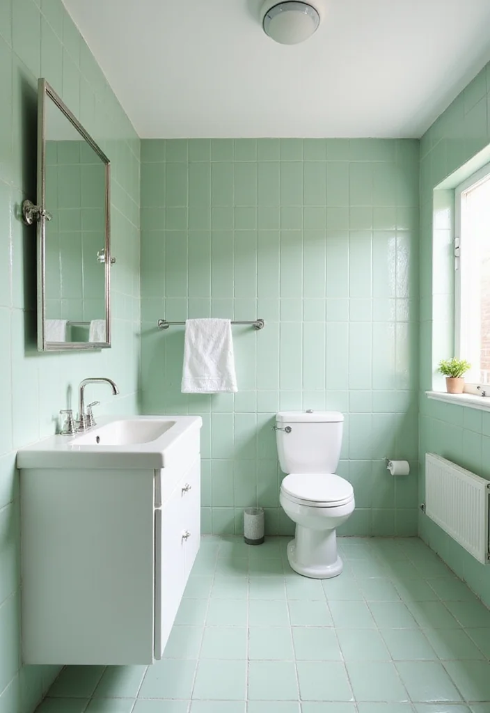 14 Sage Green Tile Bathroom Ideas With Calm Vibes - 5. Sage Green and White Color Palette