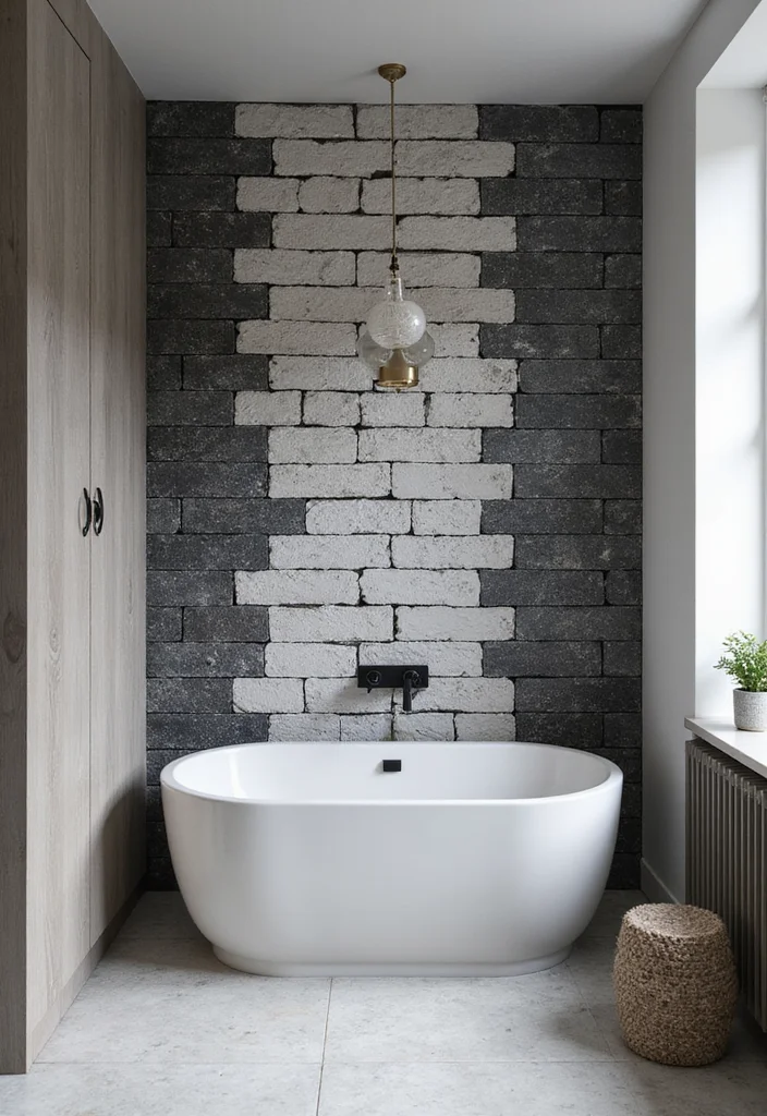 14 Stunning Black And White Subway Tile Bathroom Ideas - 7. Textured Tile Combinations