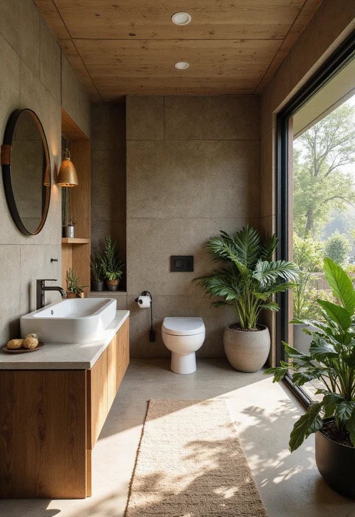 14 Unisex Bathroom Ideas With Universal Appeal - 10. Nature-Inspired Elements