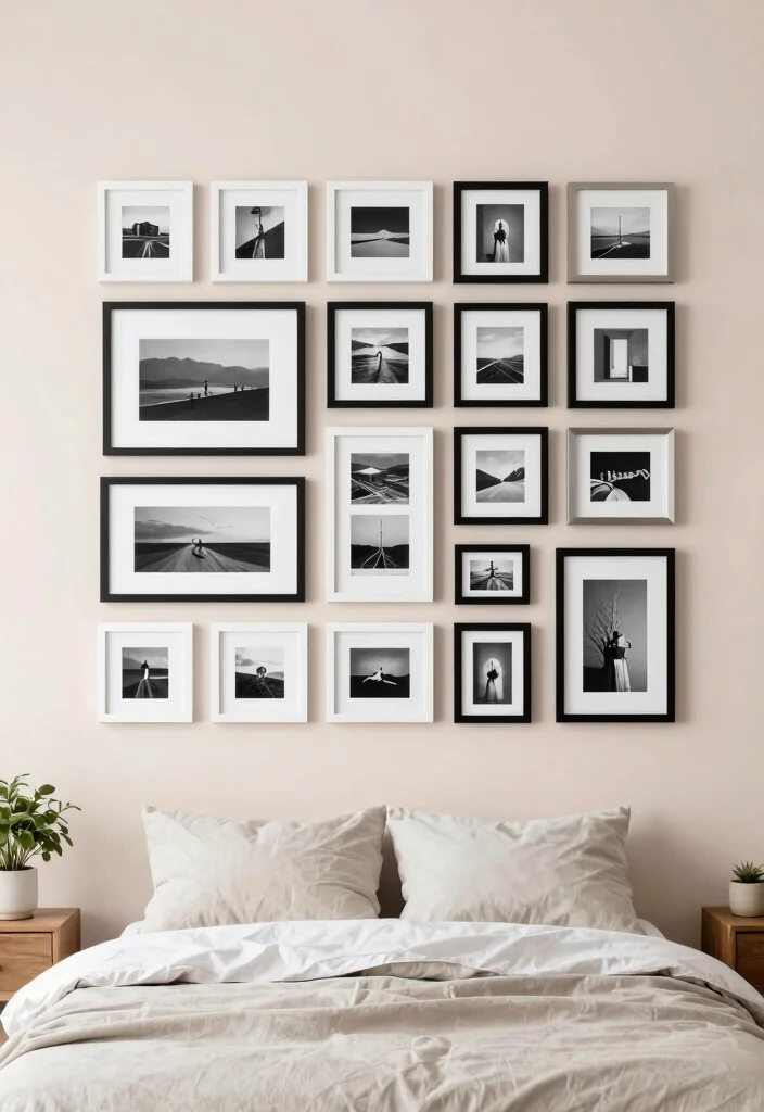 15 Bedroom Photo Frame Ideas for a Personal Gallery Style - 1. Classic Grid Layout 1