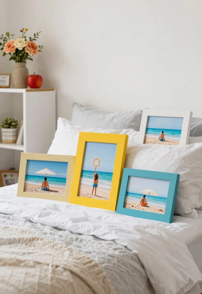 15 Bedroom Photo Frame Ideas for a Personal Gallery Style - 11. Seasonal Display Switch-Up 1