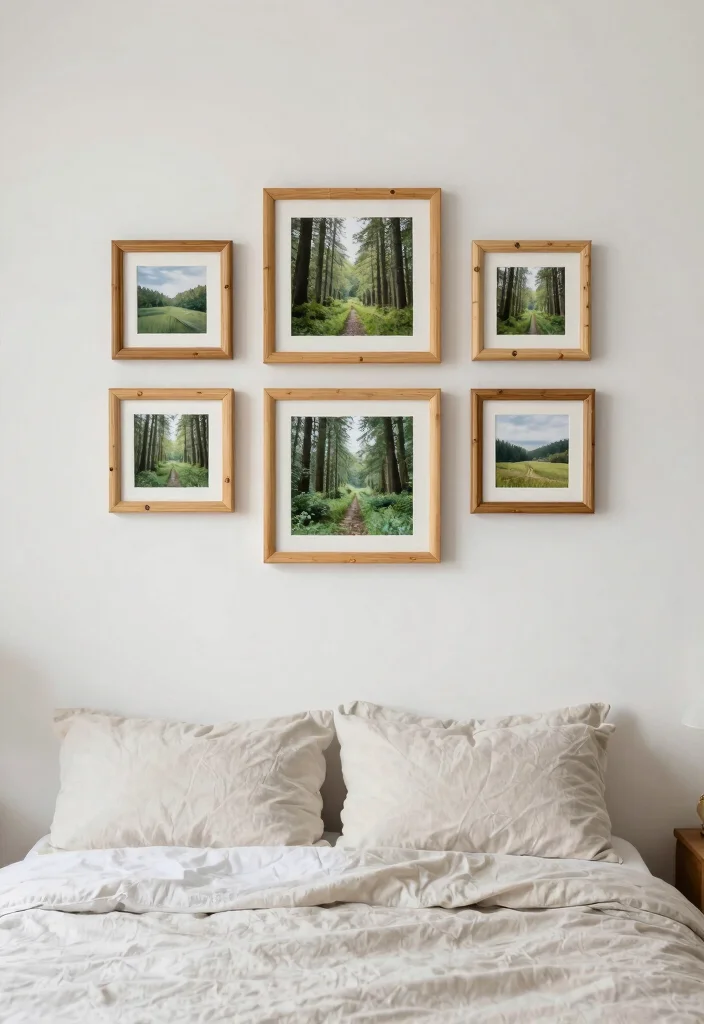15 Bedroom Photo Frame Ideas for a Personal Gallery Style - 13. Use Natural Materials 1