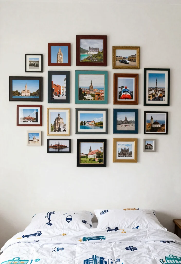 15 Bedroom Photo Frame Ideas for a Personal Gallery Style - 15. Themed Photo Walls 1