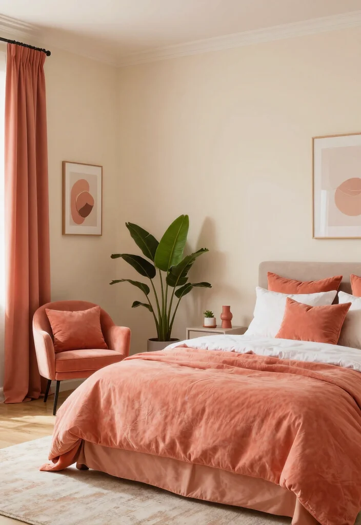 15 Coral Bedroom Ideas for Adults: Warm Fresh Sophistication - 15. Coral Color Palette 1