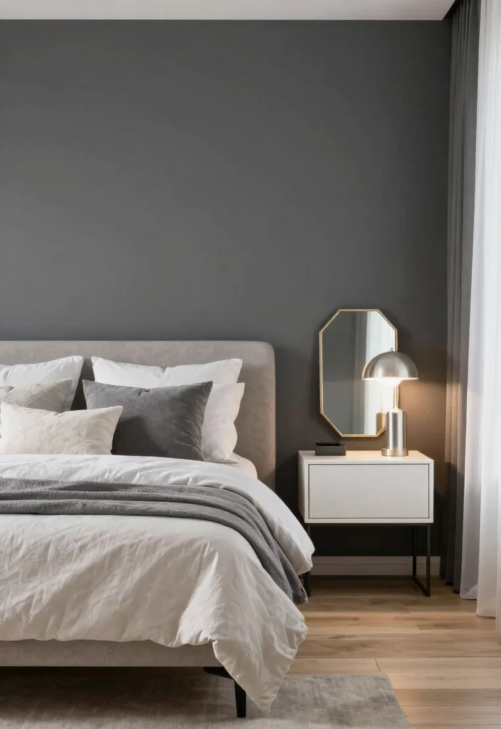 15 Gray Accent Wall Bedroom Ideas Modern Calm Contrast - 1. Charcoal Chic for Bold Statements 1