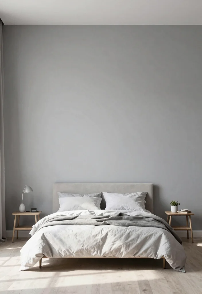 15 Gray Accent Wall Bedroom Ideas Modern Calm Contrast - 14. Gray Accents with Minimalist Decor for a Clean Aesthetic 1
