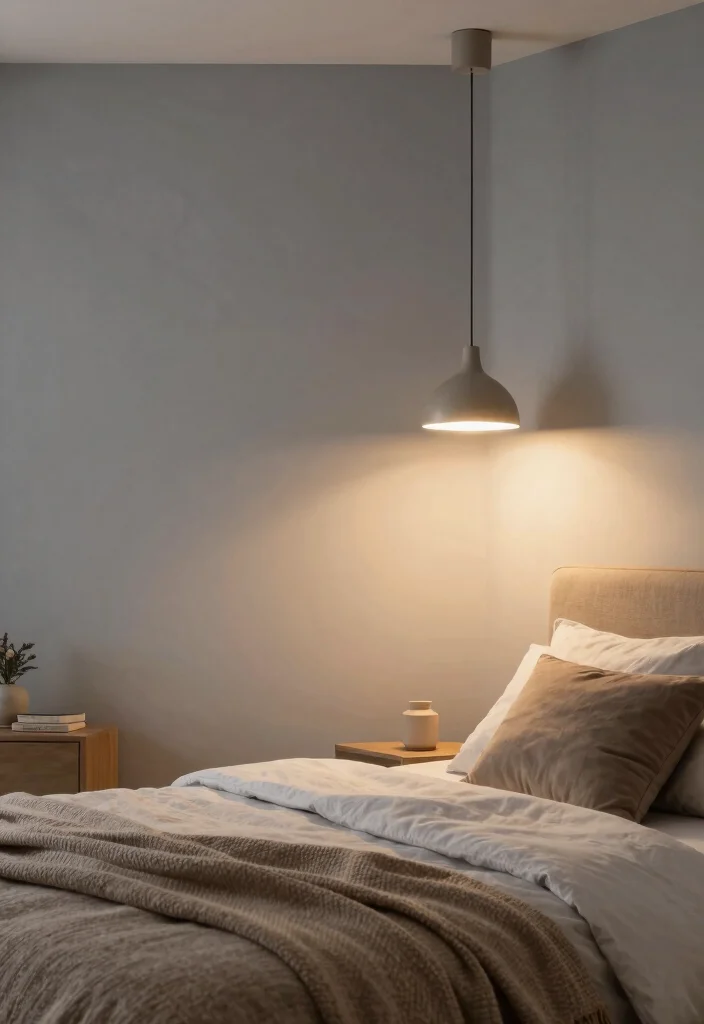 15 Gray Accent Wall Bedroom Ideas Modern Calm Contrast - 15. Gray with Soft Lighting for a Dreamy Vibe 1