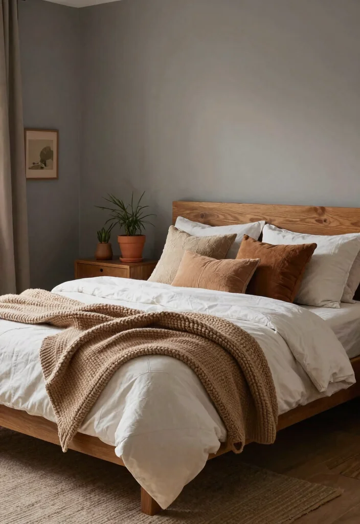 15 Gray Accent Wall Bedroom Ideas Modern Calm Contrast - 4. Warm Gray for Cozy Spaces 1