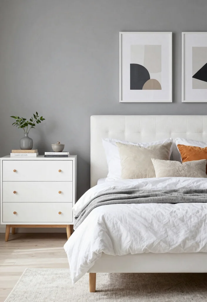 15 Gray Accent Wall Bedroom Ideas Modern Calm Contrast - 5. Crisp White and Gray for a Timeless Look 1