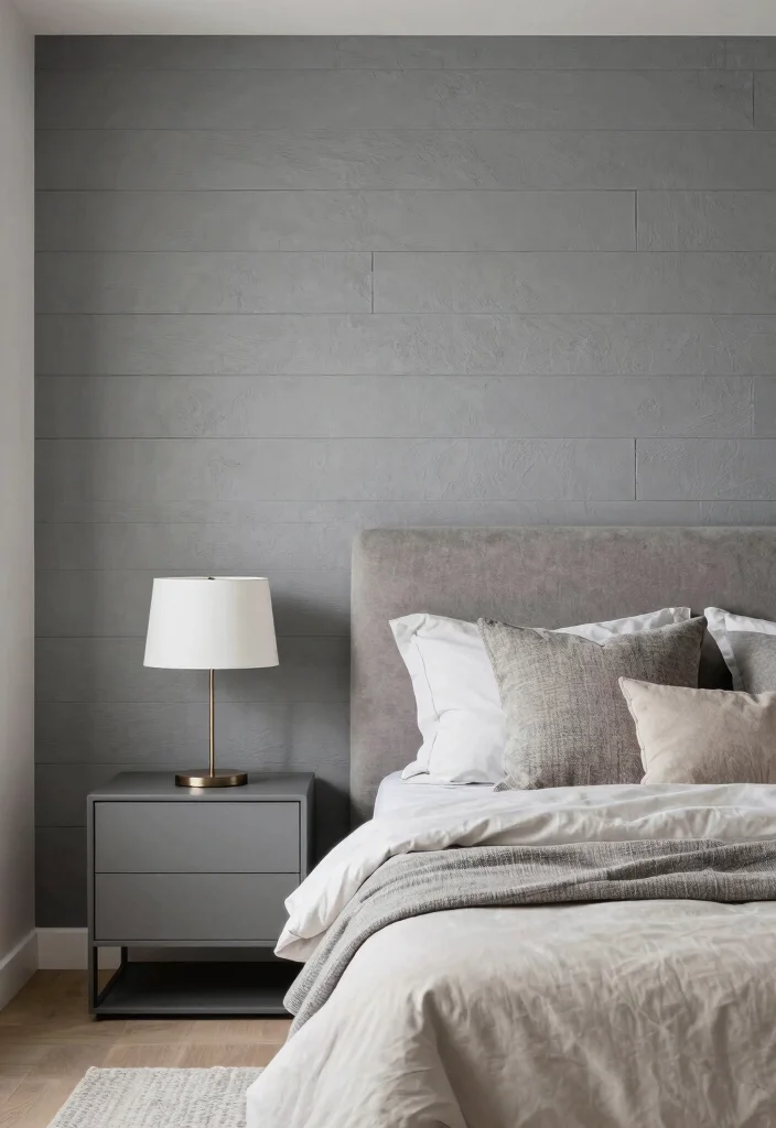 15 Gray Accent Wall Bedroom Ideas Modern Calm Contrast - 6. Textured Gray for Enhanced Depth 1