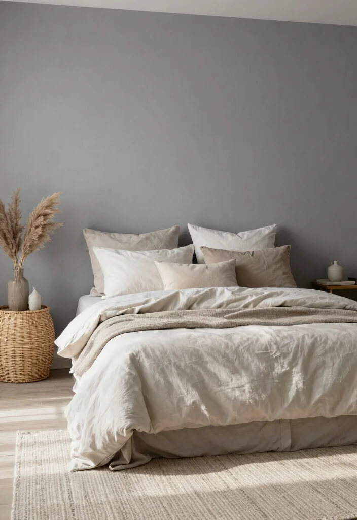 15 Gray Accent Wall Bedroom Ideas Modern Calm Contrast - 7. Gray and Soft Neutrals for a Peaceful Retreat 1