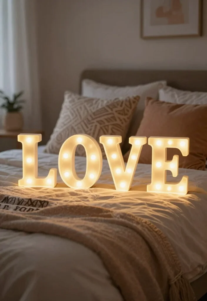 15 Small Lights in Bedroom Ideas for Cozy Ambient Glow - 11. Light-Up Letters 1