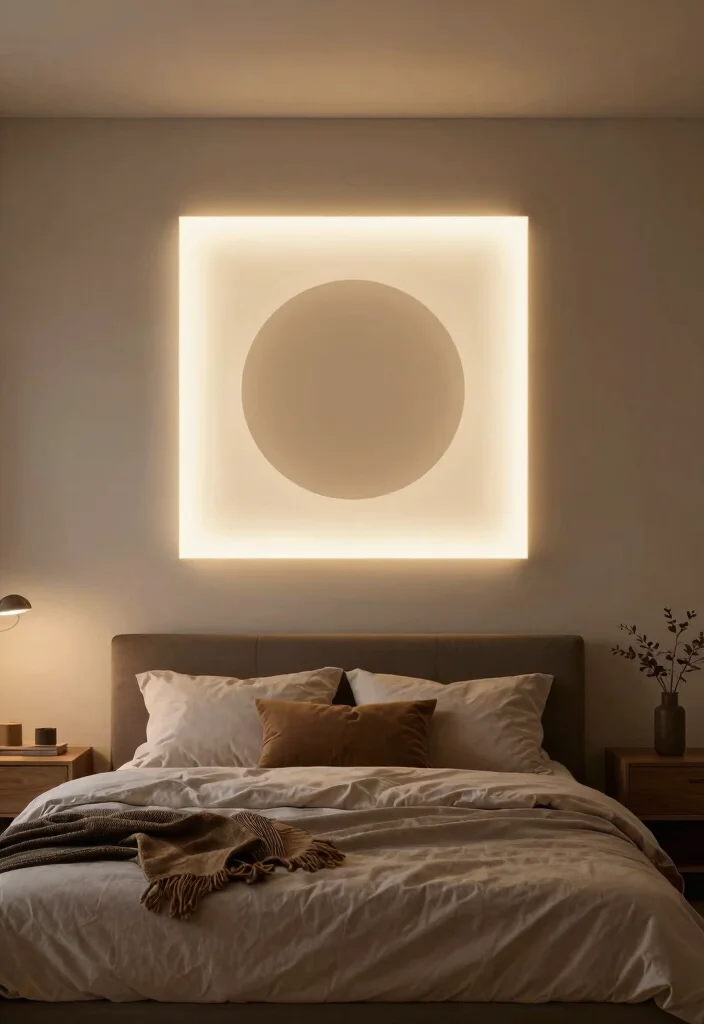 15 Small Lights in Bedroom Ideas for Cozy Ambient Glow - 13. Light-Up Art 1