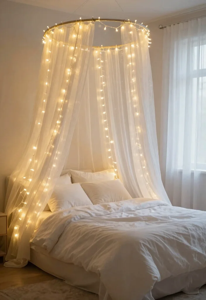 15 Small Lights in Bedroom Ideas for Cozy Ambient Glow - 8. Fairy Light Canopies 1