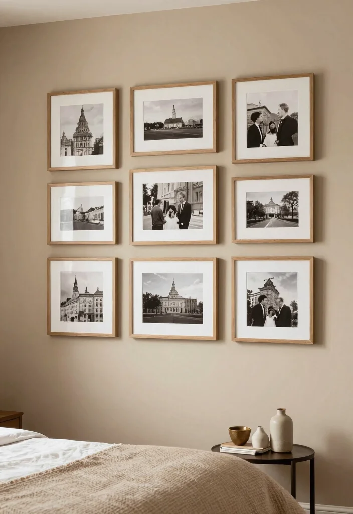 15 Tan Bedroom Ideas: Neutral Tones for a Calm and Timeless Space - 11. Personal Touches with Photographs 1